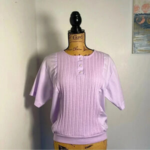 Blair Vintage Lilac Top Button Knit Detail Blouse